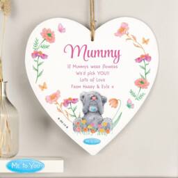 Personalised Memento Company Women's Personalised Me to You Flowery Hanging Heart Ornament in White - thumbnail 1