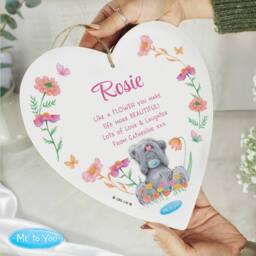 Personalised Memento Company Women's Personalised Me to You Flowery Hanging Heart Ornament in White - thumbnail 2