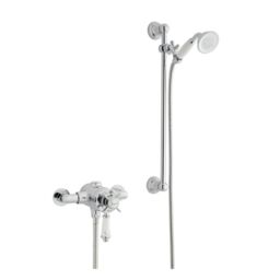 Clifton Chrome Exposed Mixer Shower with Adjustable Wall Hung Slide Rail Kit in Silver - thumbnail 2
