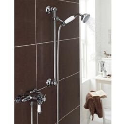 Clifton Chrome Exposed Mixer Shower with Adjustable Wall Hung Slide Rail Kit in Silver
