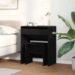 Berkfield Home Dressing Table with Mirror Black Oak Engineered Wood - thumbnail 4
