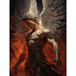 "Artery8 Wall Art Print Archangel Michael Powerful Warrior Conceptual Artwork Champion of Justice Armour Angel Wings Poster in Grey - Size: W24"" x H32""" - thumbnail 1