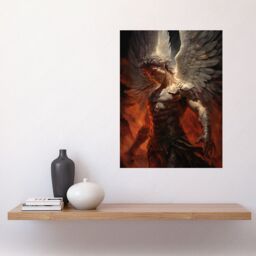 "Artery8 Wall Art Print Archangel Michael Powerful Warrior Conceptual Artwork Champion of Justice Armour Angel Wings Poster in Grey - Size: W24"" x H32""" - thumbnail 2