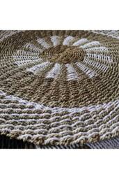 KDMD Round Seagrass Mat with Inner Sun Pattern - White & Tan, 1m in Brown - Size: Medium - thumbnail 3