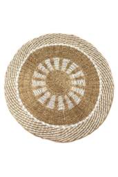 KDMD Round Seagrass Mat with Inner Sun Pattern - White & Tan, 1m in Brown - Size: Medium - thumbnail 1