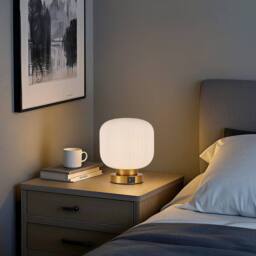 Harper Living Table Lamp, Touch Control Dimmable E27 Desk Lamp, Cream Glass Shade - thumbnail 6