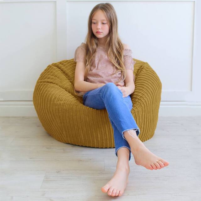 rucomfy Beanbags rucomfy Indoor Classic Kids Bean Bag Chair - Jumbo Cord Slouchbag in Mustard - image 1