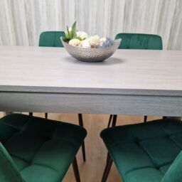 KOSY KOALA Dining Table In With 4 Green Velvet Chairs Kitchen Dining Table for 4 Dining Room Dining Set in Grey - Size: 140 cm x 80 cm - thumbnail 6