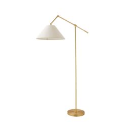 ValueLights Layla Adjustable Angled Floor Lamp with Tapered Linen Lamp Shade in Gold - thumbnail 3