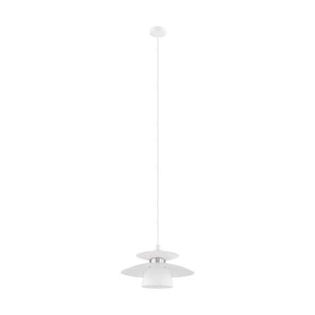 Loops Pendant Ceiling Light Colour White Satin Nickel Long Flex Bulb E27 1x40W in Metallics - image 1