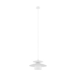 Loops Pendant Ceiling Light Colour White Satin Nickel Long Flex Bulb E27 1x40W in Metallics - thumbnail 1