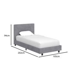 FWStyle Single Grey Linen Ribbed Upholstered Fabric Bed Frame - thumbnail 5