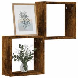 Berkfield Home Wall Cube Shelves 2 pcs Smoked Oak 30x15x30 cm in Brown - Size: 30 x 15 x 30 cm - thumbnail 1