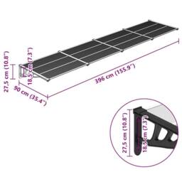 Berkfield Home Durable Door Canopy Black & Transparent 396x90 cm Polycarbonate in Clear - thumbnail 6