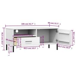 Berkfield Home TV Cabinet with Metal Legs White Solid Wood Pine OSLO - thumbnail 8