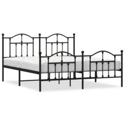 Berkfield Home Metal Bed Frame with Headboard & Footboard Black 183x213 cm - thumbnail 3