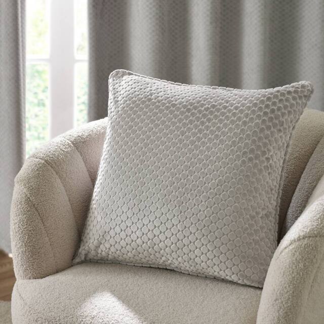 Paoletti Neptune Velvet Cushion in Silver - Size: 50 cm x 50 cm