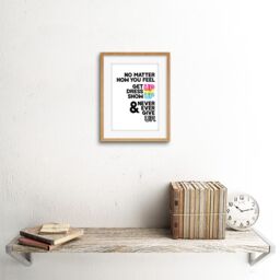 "Artery8 Wall Art Print Motivational Get Up Never Give Up CMYK Framed in Beige - Size: W7"" x H9""" - thumbnail 2