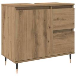 Berkfield Home Bathroom Cabinet Artisan Oak 65x33x60 cm Engineered Wood in Brown - Size: 65 x 33 x 60 cm - thumbnail 2