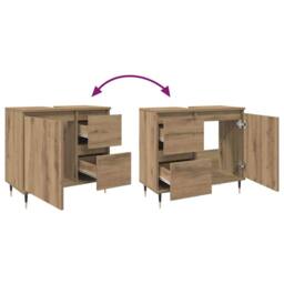 Berkfield Home Bathroom Cabinet Artisan Oak 65x33x60 cm Engineered Wood in Brown - Size: 65 x 33 x 60 cm - thumbnail 9