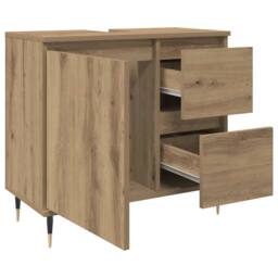 Berkfield Home Bathroom Cabinet Artisan Oak 65x33x60 cm Engineered Wood in Brown - Size: 65 x 33 x 60 cm - thumbnail 8