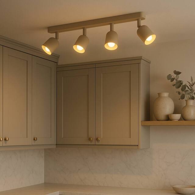 Eglo Tilston Steel Minimalist 4-Light Ceiling Spotlight, Sandy in Light Sand - image 1