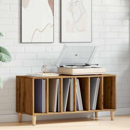 Berkfield Home Record Cabinet Artisan Oak 100x38x48 cm Engineered Wood in Brown - Size: 100 x 38 x 48 cm - thumbnail 3