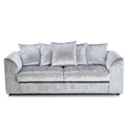 Furnishings For Less UK Crystal Crushed Velvet 5 Seater 3 Piece Sofa Suite - 3, 2 & Armchair Seater Scatter Back in Silver - thumbnail 2