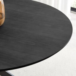 FurnitureboxUK Novara Black Top Dining Table & 6 Halley Fabric Chairs in Cream - thumbnail 4