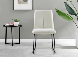 FurnitureboxUK Novara Black Top Dining Table & 6 Halley Fabric Chairs in Cream - thumbnail 8