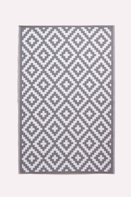 Homescapes Luxury Outdoor Rug Waterproof Reversible, Grey Zoe Geometric in White - Size: 180 cm x 270 cm - image 1