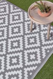 Homescapes Luxury Outdoor Rug Waterproof Reversible, Grey Zoe Geometric in White - Size: 180 cm x 270 cm - thumbnail 2