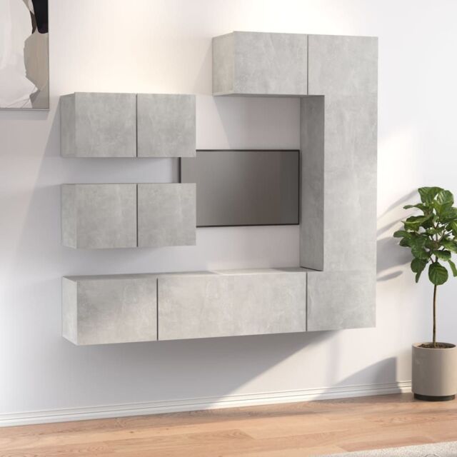 Berkfield Home 6 Piece TV Cabinet Set Concrete Grey Engineered Wood - image 1
