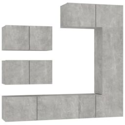 Berkfield Home 6 Piece TV Cabinet Set Concrete Grey Engineered Wood - thumbnail 2