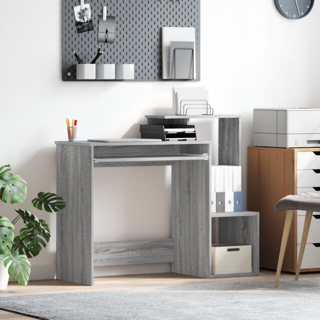Berkfield Home Grey Computer Desk Grey Sonoma Engineered Wood Medium - image 1