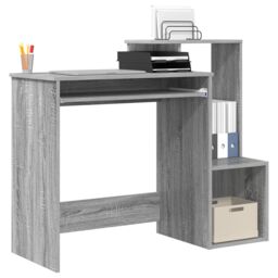 Berkfield Home Grey Computer Desk Grey Sonoma Engineered Wood Medium - thumbnail 3