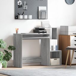 Berkfield Home Grey Computer Desk Grey Sonoma Engineered Wood Medium