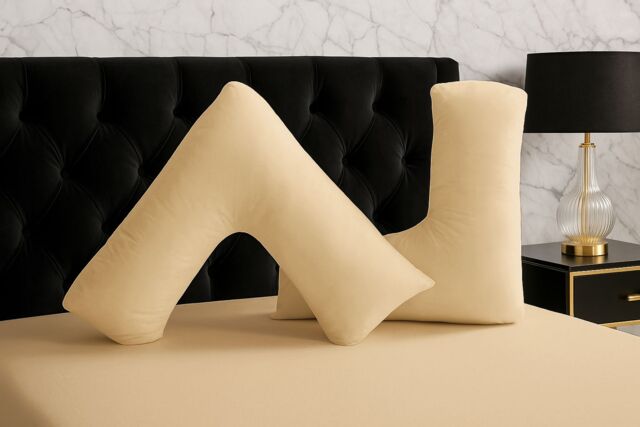 Snug City Microfibre Soft Touch V Shape Plain Dyed Pillowcase in Beige - image 1
