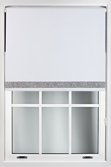 Furnished White Blackout Fabric with White Glitter Accent - Trimmable Roller Blind - Size: 145 cm width x 210 cm drop - image 1