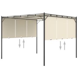 Berkfield Home Garden Gazebo with Side Curtain 3x3x2.25m Cream in Beige - thumbnail 5