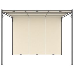 Berkfield Home Garden Gazebo with Side Curtain 3x3x2.25m Cream in Beige - thumbnail 2