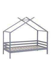 SlumberWorx Teddy Kids Childrens Wooden House Treehouse Single Bed Frame in Grey - thumbnail 5