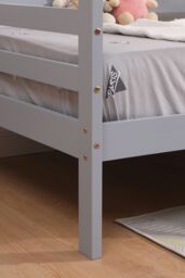 SlumberWorx Teddy Kids Childrens Wooden House Treehouse Single Bed Frame in Grey - thumbnail 3