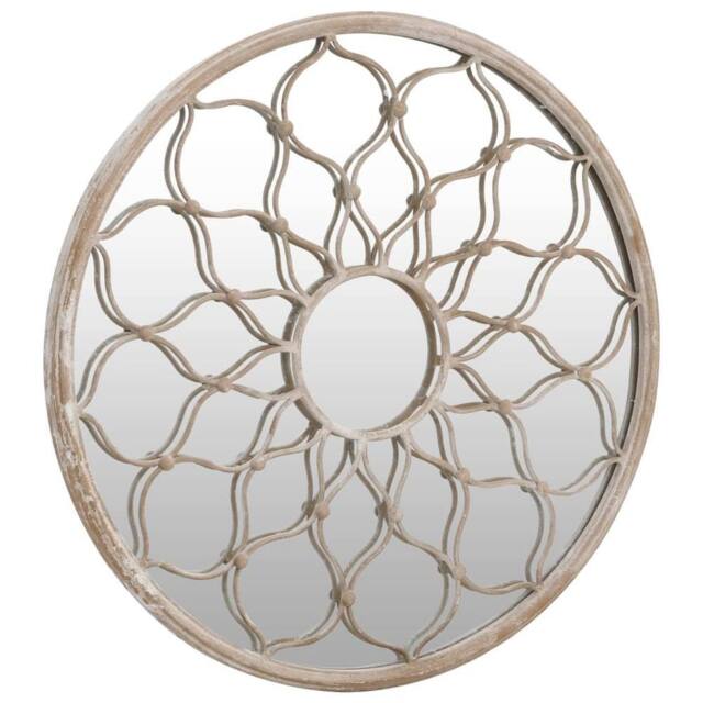 Berkfield Home Mirror Sand 40x3 cm Iron Round for Indoor Use in Cream - image 1
