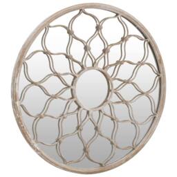 Berkfield Home Mirror Sand 40x3 cm Iron Round for Indoor Use in Cream - thumbnail 1