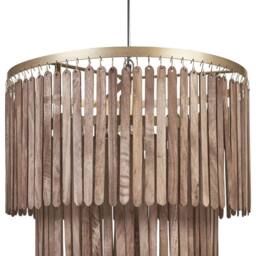 Wyld and Coco Mango Wood Pendant Light - Dark Brown Boho Industrial - thumbnail 2