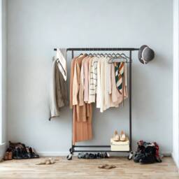 Pirlo Plush Heavy Duty Extendable Metal Clothes Rail With Wheels Black - thumbnail 1