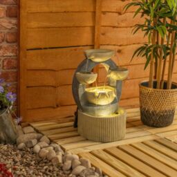 ValueLights Solar Powered Outdoor Cascading Water Feature Fountain - Bowls Design in Natural - thumbnail 5