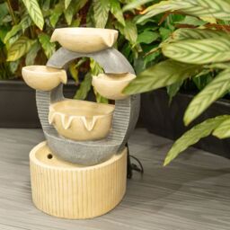 ValueLights Solar Powered Outdoor Cascading Water Feature Fountain - Bowls Design in Natural - thumbnail 4