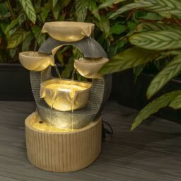 ValueLights Solar Powered Outdoor Cascading Water Feature Fountain - Bowls Design in Natural